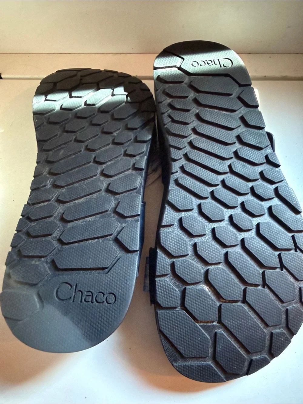 Chaco Black Sandals with Blue Tie-Dye Straps